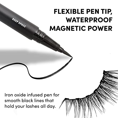 Glamnetic Birthday Bi $ H Eyelashes magnéticos com delineador de ponta de feltro Deep Space | 60 usa cílios de vison de