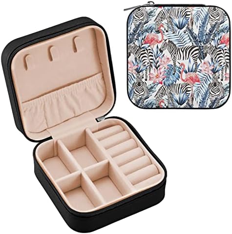 UMIRIKO FLAMINGO Zebra Small Jewelry Box, Jóias portáteis de viagem para anel, pendente, brinco, colar, porta -armazenamento