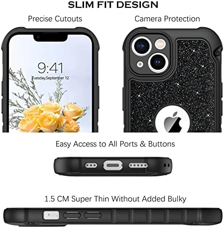 BENTOBEN iPhone 13 capa, capa de telefone para iPhone 13 6,1 polegadas, proteção de corpo de luxo à prova de choque de choque, brilho