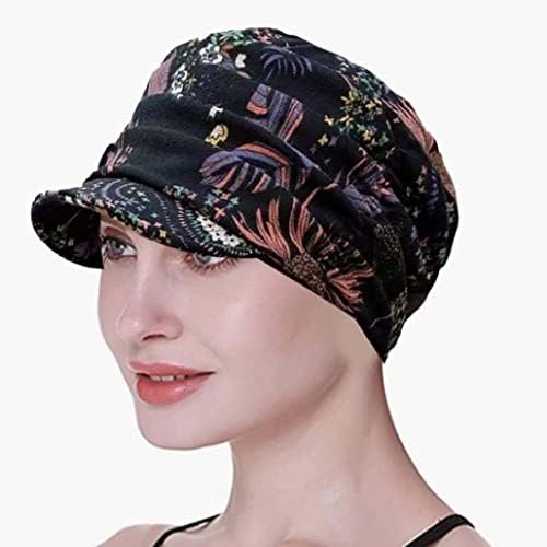 Kuyyfds- Campa de abordagem plissada floral, chapéus de inverno feminino