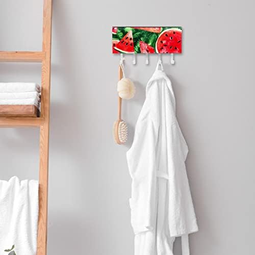Organizador de rack de melancia vermelho com 5 ganchos na parede banheiro da cozinha prateleira prateleira de armazenamento multifuncional
