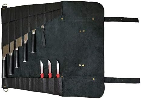 Saco de faca de chef | Bolsa de faca de faca de chef amigável para viagens | Rolo de faca de couro genuíno | Manças de bolsa