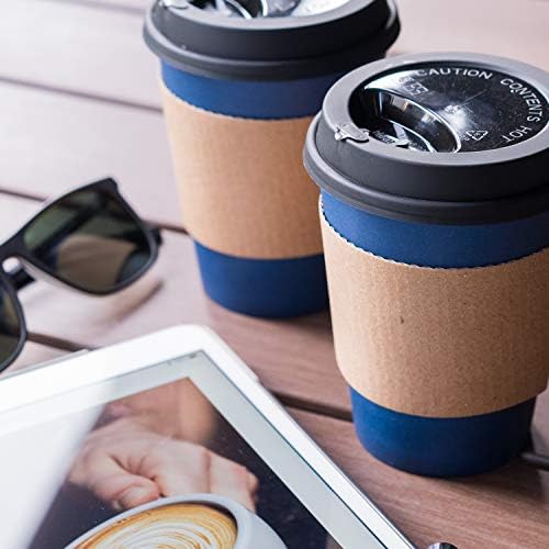 GLOWCOUT CHUPAS DE CAFÉ com tampas - 12 oz para ir a xícara de café. Copos de viagem grandes seguram a forma com bebidas quentes e frias, sem vazamentos! Copos de papel com mangas isoladas protege os dedos!
