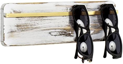 Mygift Burnt Wood Sunglasses Organizer Organizador de parede Eyeglasses Display Rack com haste de penduramento de metal de latão