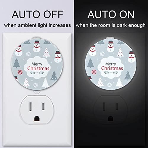 2 Pacote de plug-in Nightlight LED Night Light com Dusk-to-Dewn Sensor for Kids Room, Nursery, Kitchen, corredor adorável boneco de neve com chapéu preto