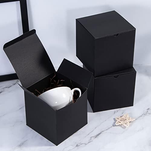 Caixas de presente Nignya Kraft com tampa 5x5x5 polegadas 20 pacote de papel de papel de papelão preto caixas grandes caixas grandes para presentes, proposta de dama de honra, casamento, aniversário