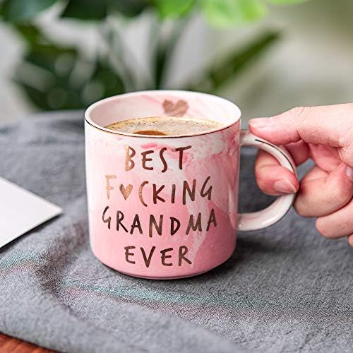 Presentes de aniversário da avó de Hendson - Melhor avó de todos - presente engraçado para Nana, Nova avó, anúncio da gravidez para os avós, avó, avó - caneca de mármore rosa, xícara de café de 11,5 onças
