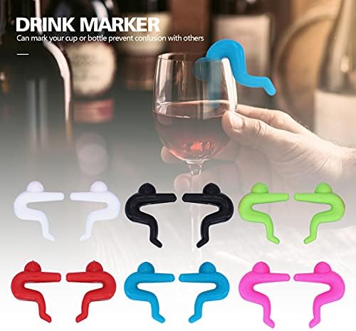 12 peças Marcadores de bebidas de silicone marcadores de vidro para copos Dentificação, Solução de festa de coquetel