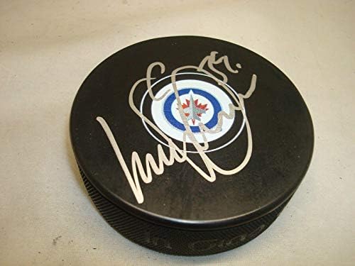 Tobias Toby Enstrom assinou Winnipeg Jets Hockey Puck autografado 1A - Pucks autografados da NHL