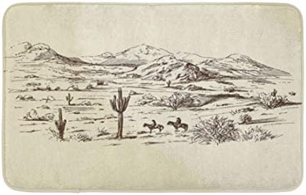 Americana Ocidental Wild West Desert Cowboys Esboço da paisagem Tapetes de banheiro desenhados tapetes de banho macio