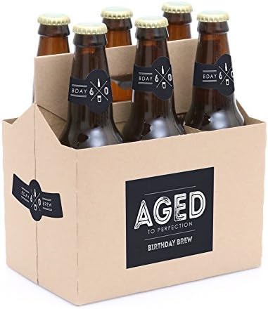 60º aniversário de marco - idosos com perfeição - decorações de festa de aniversário para homens - 6 adesivos de etiqueta de garrafa