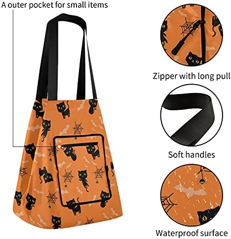Halloween Bat Bat Spider Saco de ombro dobrável Bag reutilizável Bolsa de supermercado Saco de bolsa de bolsa de bolsa para trabalho para viagens de praia