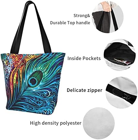 Bolsa de tela de flor colorida para mulheres bolsas de ombro com zíper para o trabalho de viagem