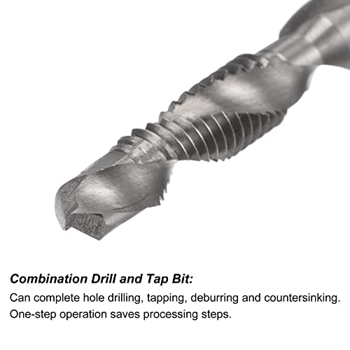 broca combinada de uxcell e bit de toque, helicóptero de 1/4 de hex m6 x 1 métrica não revestida aço de alta velocidade 4341