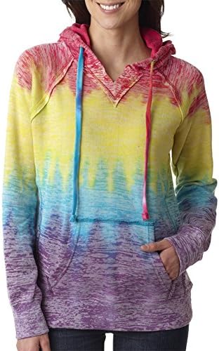 Weathofraffet W1162 Burnout Burnout Capuzied Blend Fleece - Rainbow Stripe - M