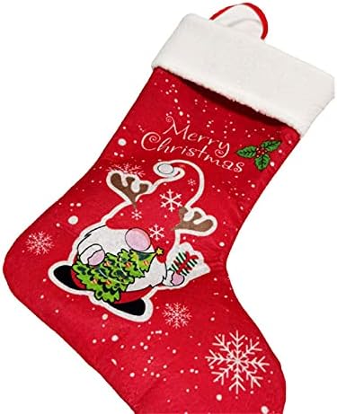 Decoração de meias de festa Cabo de tricotado de Natal 1 Pacote de Natal de férias Meias vermelhas para meias de natal natal