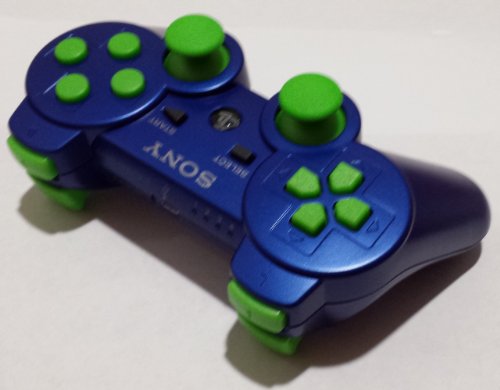 PS3 Botões Metallic Blue Lime Green Buttons Rapid Fire Modded 30 Modo para Black Ops 2 Cod MW3 Sniper Breath Shot Shot