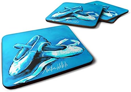 Tesouros de Caroline MW1303FC Ballet Shoes Aqua Blue Foam Conjunto de 4 montanhas -russas, multicolor