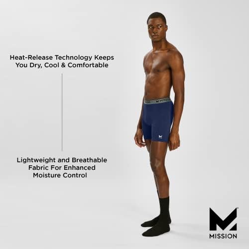 Mission Boxer Briefs 6 ”A tecnologia de liberação de calor de desempenho mantém você seco, fresco e confortável- 3 pacote