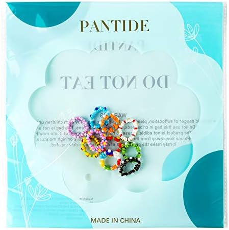 Pantide 10 PCs Daisy Flower Bead Rings, fofos anéis de miçangas de flores artesanais, moda vsco boho praia anéis, anéis de jóias