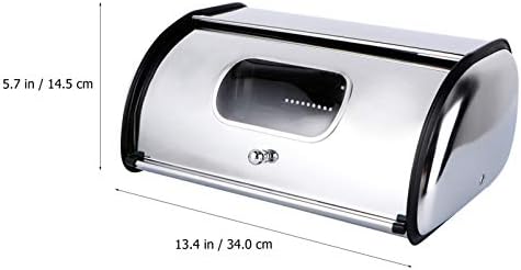 DOITOOL Bread Box Aço inoxidável Pão de armazenamento Contêiner com tampa de rolagem para o contêiner de armazenamento de cozinha