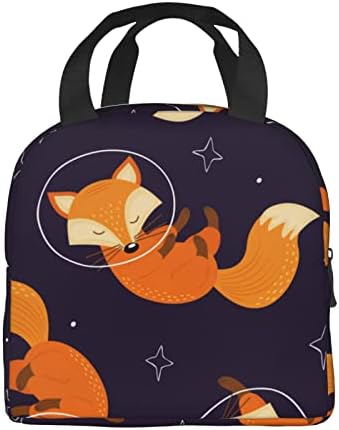 FOX in Space Isolle Lunchag Picnic Picnic Portable Térmica Cooler Tote caixa