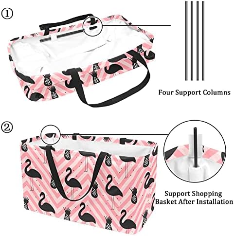 Lorvies Flamingo Animal Reutilizável Bolsa de compras Durável Durável - Dever de Serviço Pesado Grande Tarola Estruturada