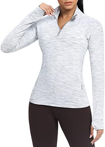 Colorskin Quarter zip pulôver feminino atlético Slim Fit Yoga Tops Camisas de treino de manga longa para mulheres