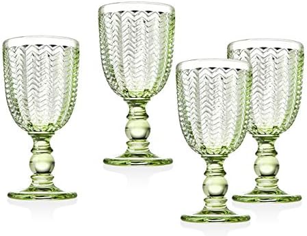 Twill Goblet Beverage Glass Cup de Godinger - Emerald Green - Conjunto de 4