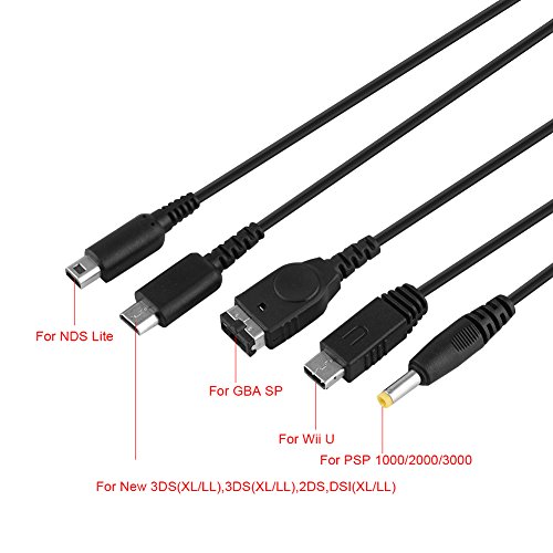 Wendry 5 em 1 Cabo de carregador USB, Cable de carregamento multifuncional, cabo de cobrança de jogo para DS/para DSI/GBA