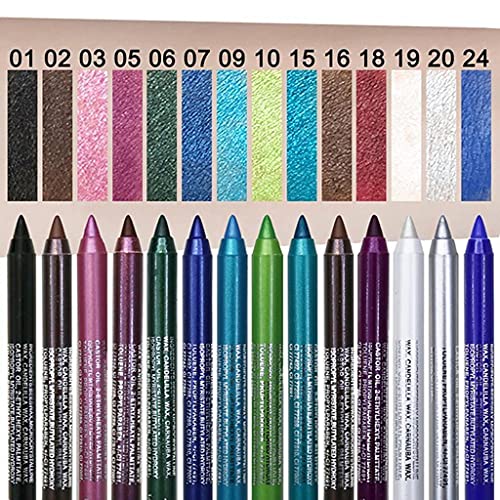 Lápis de delineadores coloridos de 1pc de 1pc, 14 coloras de delineador à prova d'água colorida Eyeliner Eyeshadow Metalic Matte