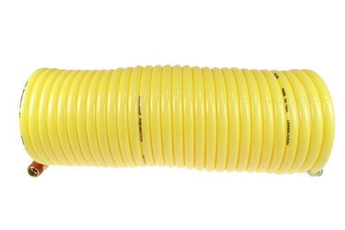 Pneumática da bobina N38-25b Mangueira de ar de nylon enrolada, ID de 3/8 de polegada, 25 pés de comprimento com acessórios giratórios