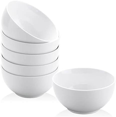 Yedio Small Bowls Conjunto, tigelas de cerâmica branca de 6, 10 oz de porcelana para a cozinha de sobremesa de arroz com lanche sopa de lancho