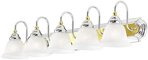 Iluminação LiveX 1006-25 Belmont 6 Light Bath Light, Brass polidas e Chrome