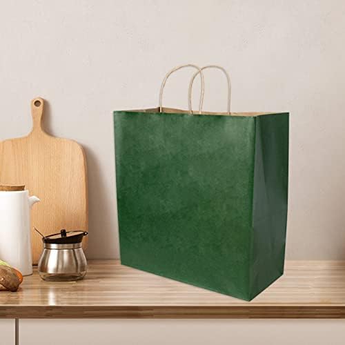 Vanhel 100 PCs 13.85x13.85x6,3 polegadas Kraft Sacos de papel com alças, sacos de presente grandes e recicláveis ​​sacos de