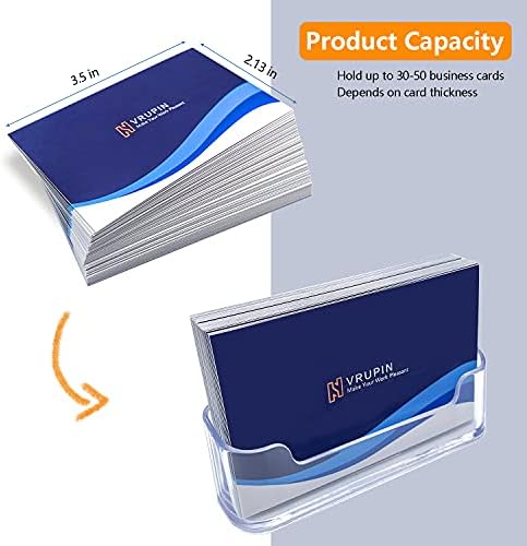 Titular do cartão de visita Vrupin para mesa - 4 Pack Acrylic Business Card Card, encaixa 30-50 cartões de visita exibem titulares de cartões de visita de cartão de visita para exibição