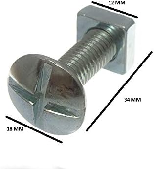 1.000 x parafusos de telhado cabeça cruzada + porcas quadradas BZP banhado a zinco M8 x 30mm