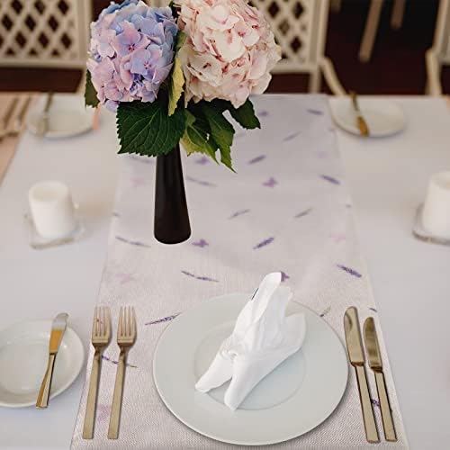 3 PCs Linen lavanda Mesa de primavera corredor roxo mesa floral corredor de verão vegetal férias sazonal holida de mesa de mesa de mesa para a cozinha de cozinha mesa de jantar em casa decoração 13 x 72 polegadas