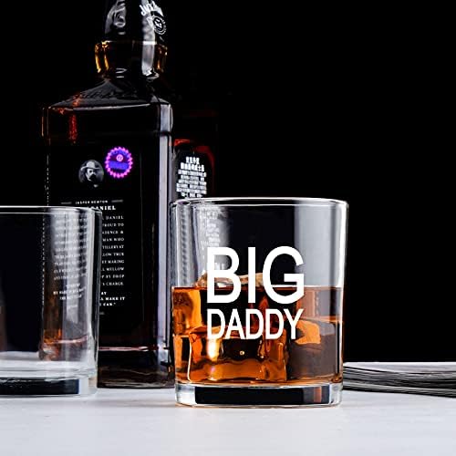 Presente de papai no dia dos pais, novidade Big Daddy Whisky Glass, copos antiquados, copo escocês exclusivo para pai, pai novo, marido, amigos, presente no dia dos pais, aniversário, Natal, 10 onças