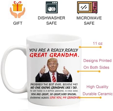 Meu neto favorito me deu esta caneca, você é uma bisavó de caneca, copo de chá engraçado da vovó Trump, presentes da avó, caneca de café de 11 onças, presentes de aniversário de Natal para a avó vovó Nana