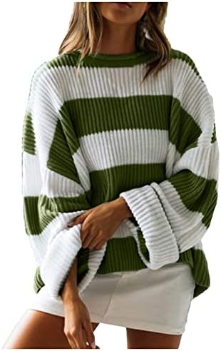 Suéteres de pulôver feminino temperamento redondo pescoço solto contrato retchwork color suéter suéteres de pulôver
