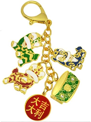 Feng Shui Trio of Lion Keychain Keyring W5321