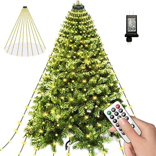 Luzes de Natal para a Árvore, Luzes de Natal Indoor Outdoor 200 LED com 8 modos de luz e função de tempo [6,6 pés