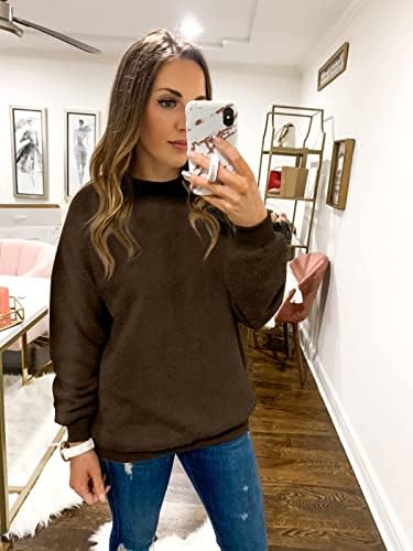 Chuanqi Womens Crewneck Sweatshirt Fuzzy Fleece Sherpa Pullover de manga longa casual casual de inverno tampa quente