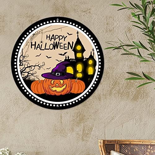 CowkissSign Creepy Scary House Bat Pumpkin Wall Decor de metal sinal