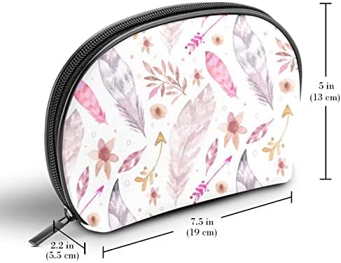 Bolsa de maquiagem tbouobt bolsa de bolsa cosmética bolsa bolsa com zíper, flores de outono de aquarela folhas de penas