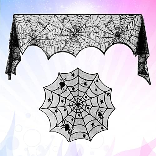 PretyZoom 4 PCs Halloween renda de halloween lareira lenço aranha spider lareira capa de aranha spider tabela de