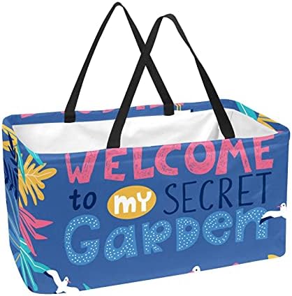 50l Shopper Bags Bem -vindo ao meu Garden Secret Garden Caixa de compras colapsável Bolsa de mercearia com alças, reutilizável