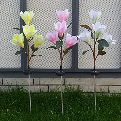 Sdgh 3 pcswireless solar string luz 4 led magnolia flores de decoração de jardim lâmpada de lâmpada de energia de economia de energia aniversário
