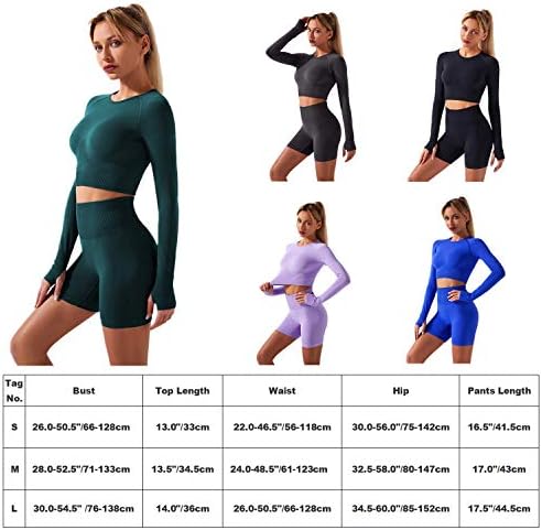 Women Yoga Roupfits 2 Peças Conjunto de exercícios com calças de exercícios de cintura alta sem costura com traje de ginástica